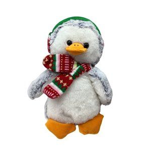 Hug & Luv White Gray Scarf Ear Muff Winter Penguin Friend Stuffed Animal Plush